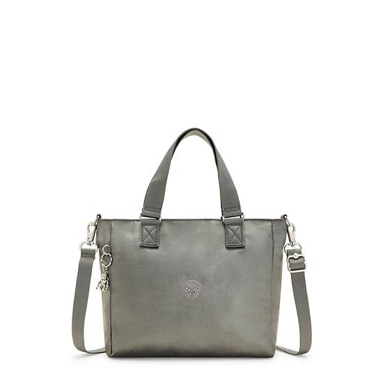 Kipling Venla Metallic Tote Bags Moon Grey Metallic | CA 1474YX